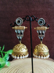 Golden Oxidised Jhumka