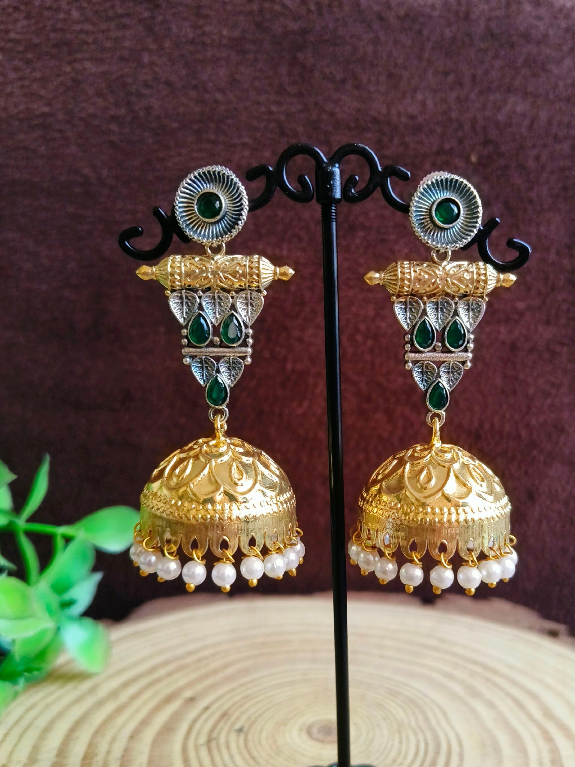 Golden Oxidised Jhumka