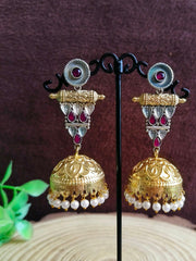 Golden Oxidised Jhumka