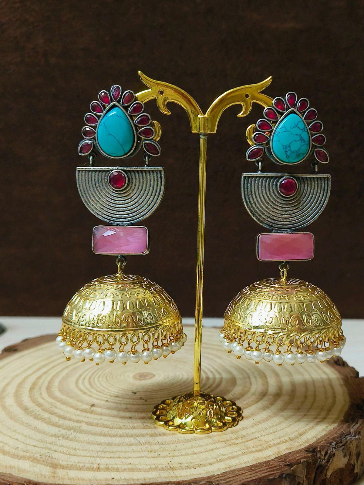 Oxidized long Jhumka