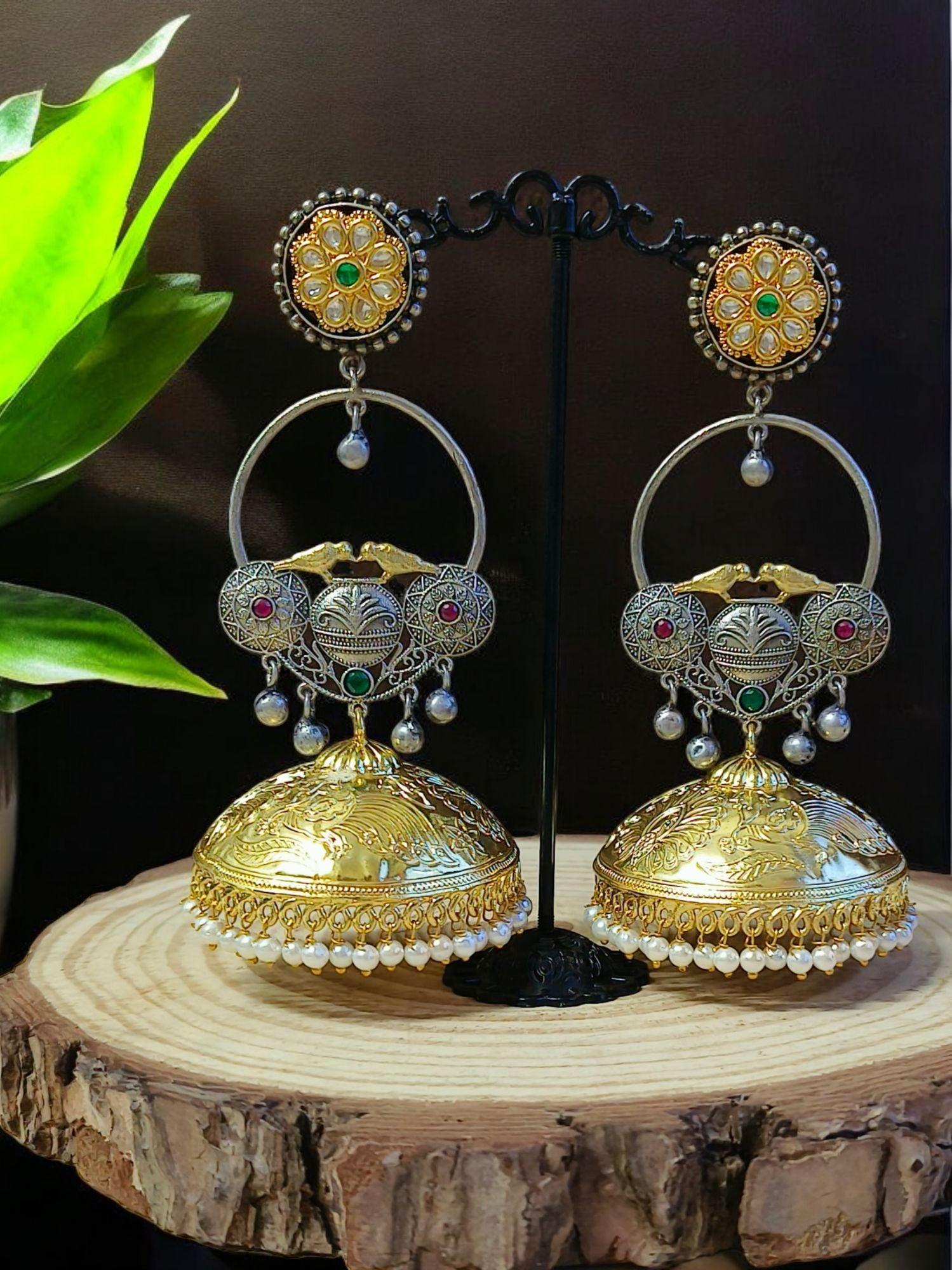 Oxidized long Jhumka