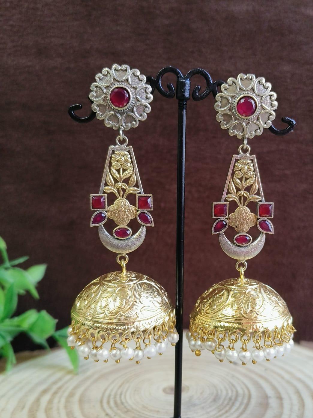 oxidised long jhumka 