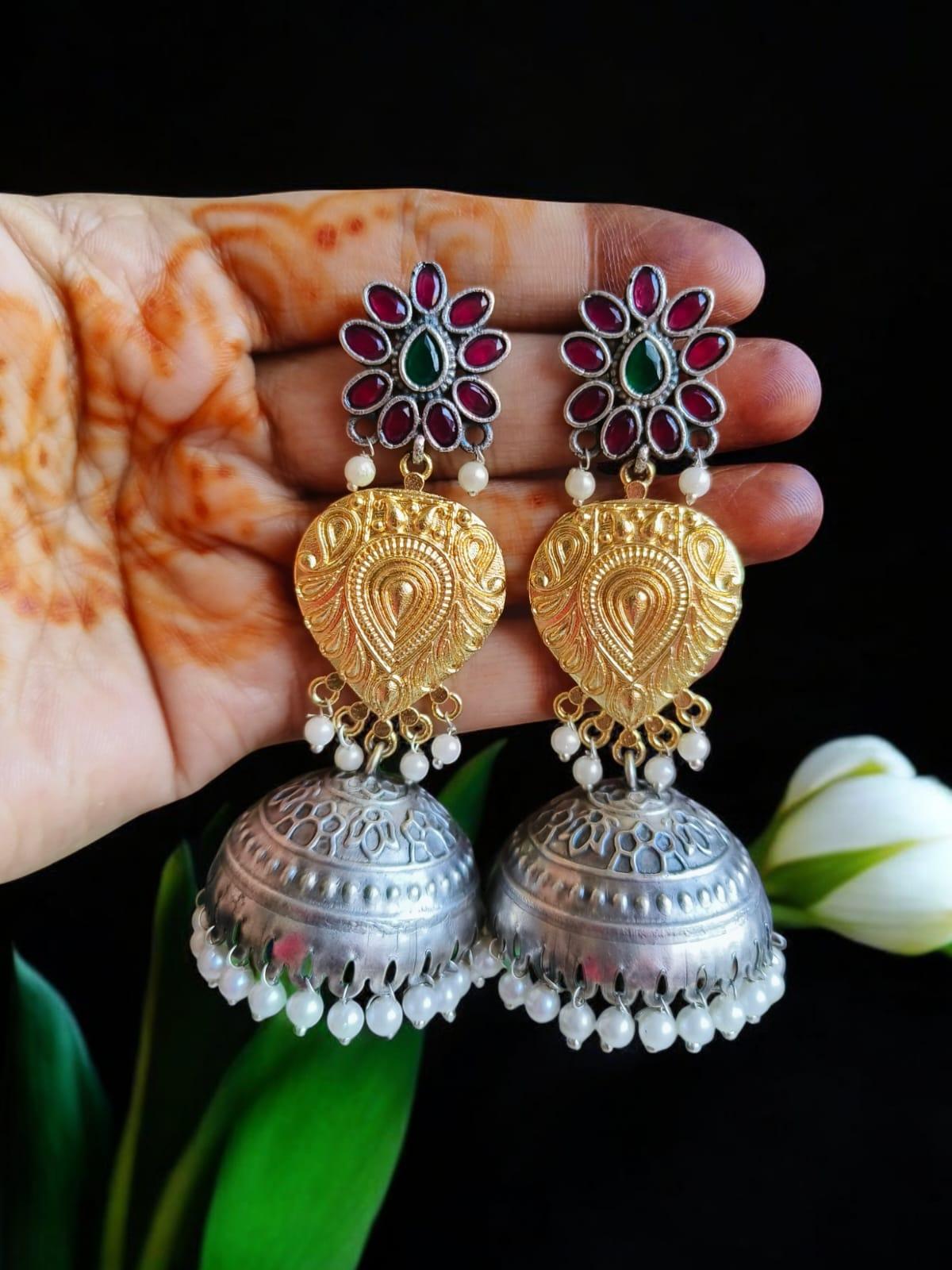 oxidized long jhumka