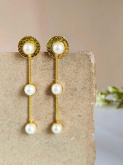 Unique Gold-Plated Earrings with Pearl Detailing | Dynamic Jewelove