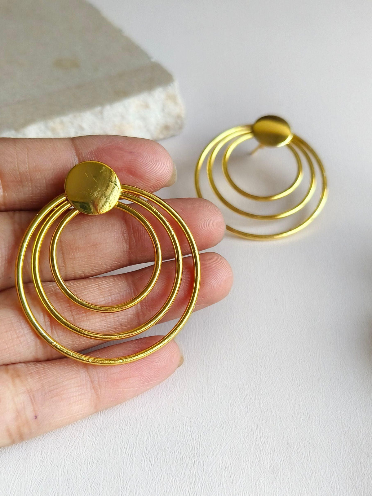 Gold Plated Simple Round Stud Earring | Dynamic Jewelove