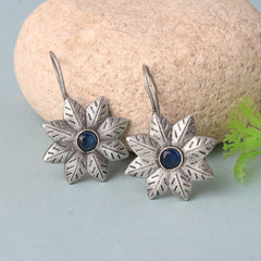 Star Leaf Oxidised Hook Earrings | Dynamic Jewelove