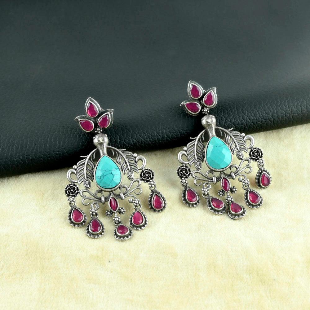 Replica Stone Oxidised Dangler Earrings | Dynamic Jewelove