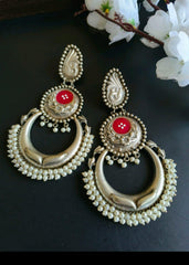 Party wear Oxidised big size dangler with pearls | Dynamic Jewelove