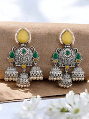 Shop Timeless Oxidized Jhumka with Stones for Special Occasions | Dynamic Jewelove