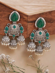 Shop Timeless Oxidized Jhumka with Stones for Special Occasions | Dynamic Jewelove