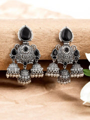 Shop Timeless Oxidized Jhumka with Stones for Special Occasions | Dynamic Jewelove