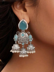 Shop Timeless Oxidized Jhumka with Stones for Special Occasions | Dynamic Jewelove