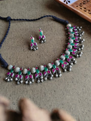 Oxidised Silver Look-Alike Necklace Set Perfect for Navratri Wear | Dynamic Jewelove