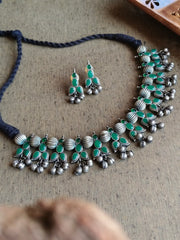 Oxidised Silver Look-Alike Necklace Set Perfect for Navratri Wear | Dynamic Jewelove