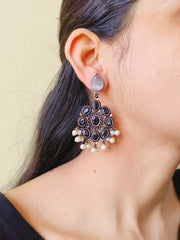 Oxidised Pearl Drop Dangler Earrings – Elegant Party Wear Statement | Dynamic Jewelove