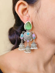 Shop Timeless Oxidized Jhumka with Stones for Special Occasions | Dynamic Jewelove