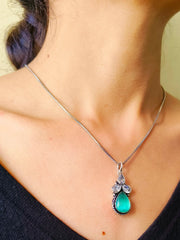 Oxidised Lightweight Monalisa Chain Pendant Set with Studs | Dynamic Jewelove