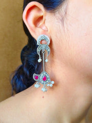 Antique Silver Dangler Earrings with Timeless Replica Design | Dynamic Jewelove