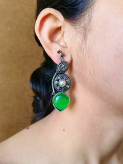 Oxidised Peacock Monalisa Stud Earrings for Elegant Office Wear | Dynamic Jewelove