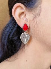 Silver Look-Alike Monalisa Pan Dangler Earrings for Elegance | Dynamic Jewelove