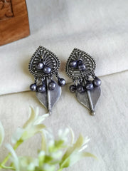 Silver Leaf Drop Danglers for Chic Looks | Dynamic Jewelove