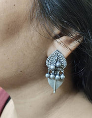 Silver Leaf Drop Danglers for Chic Looks | Dynamic Jewelove
