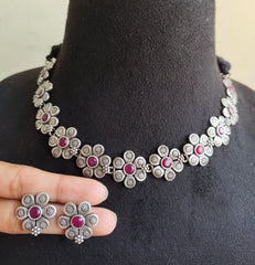 Floral Oxidized Necklace Set | Dynamic Jewelove