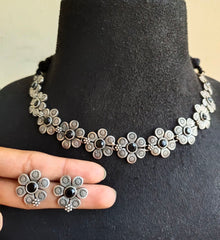 Floral Oxidized Necklace Set | Dynamic Jewelove