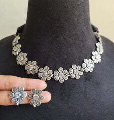 Floral Oxidized Necklace Set | Dynamic Jewelove