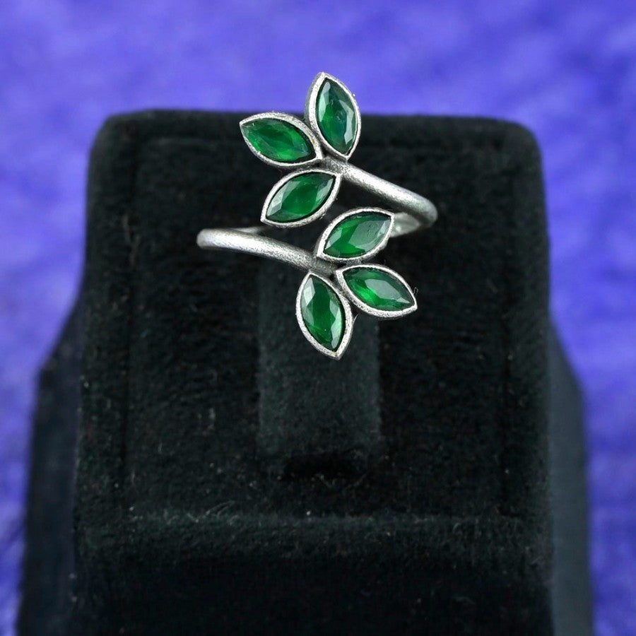 Bold Oxidised Floral Statement Adjustable Finger Ring | Dynamic Jewelove