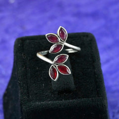 Bold Oxidised Floral Statement Adjustable Finger Ring | Dynamic Jewelove