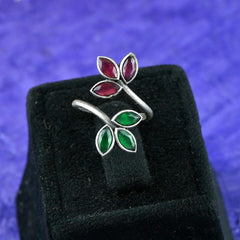 Bold Oxidised Floral Statement Adjustable Finger Ring | Dynamic Jewelove