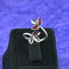 Bold Oxidised Floral Statement Adjustable Finger Ring | Dynamic Jewelove