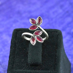 Bold Oxidised Floral Statement Adjustable Finger Ring | Dynamic Jewelove