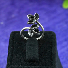 Bold Oxidised Floral Statement Adjustable Finger Ring | Dynamic Jewelove