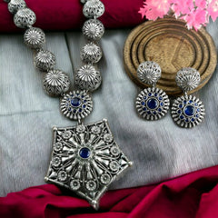Elegant Silver Look Festive Long Necklace | Dynamic Jewelove