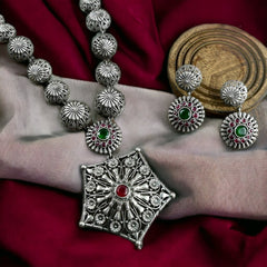 Elegant Silver Look Festive Long Necklace | Dynamic Jewelove