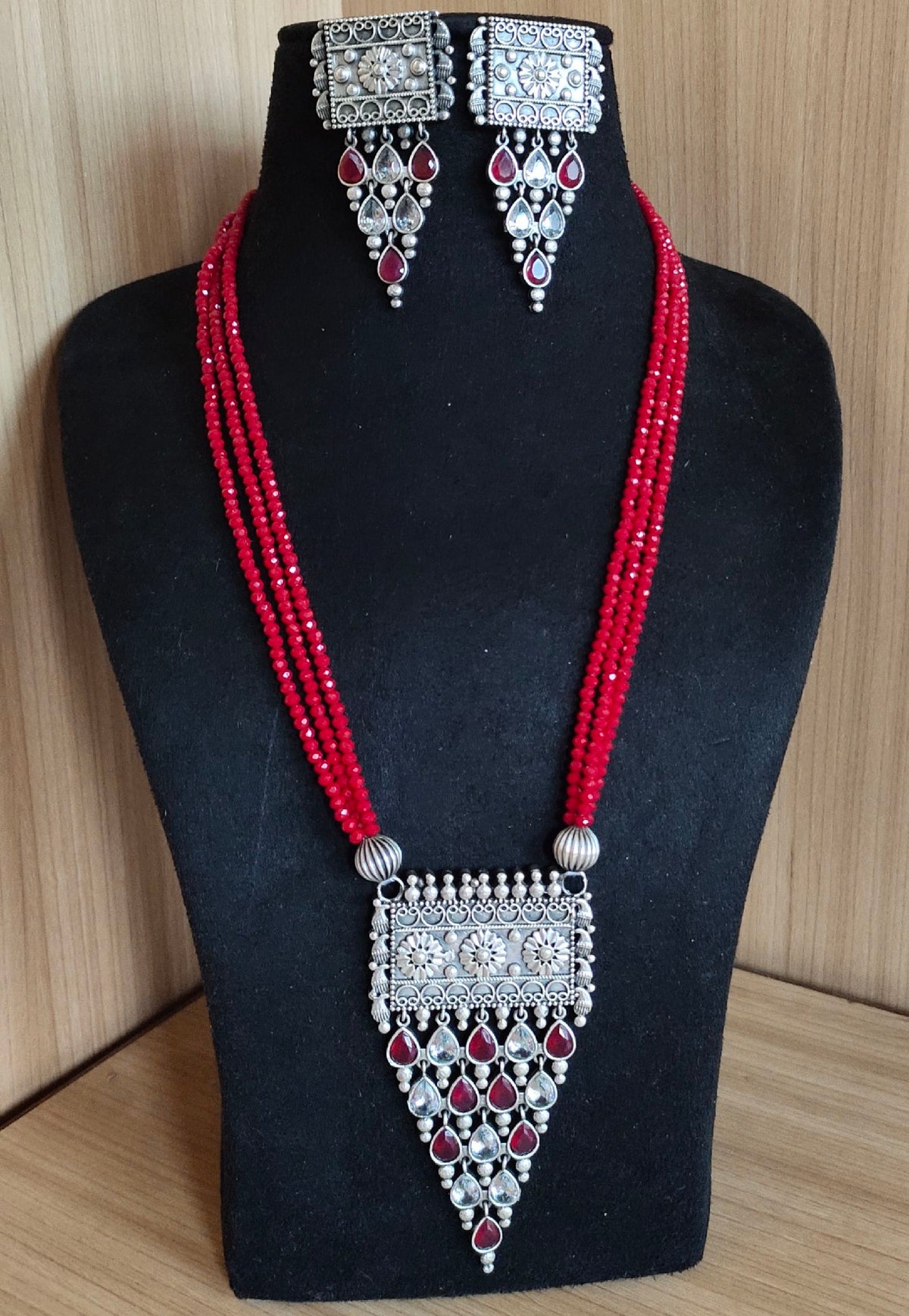 Antique Long Oxidised Necklace for Parties | Dynamic Jewelove