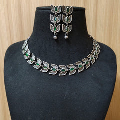 Silver Look Leaf Necklace with Dangler Earrings | Dynamic Jewelove