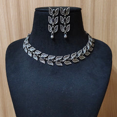 Silver Look Leaf Necklace with Dangler Earrings | Dynamic Jewelove