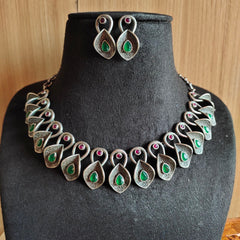 Antique Oxidised Silver Statement Necklace | Dynamic Jewelove