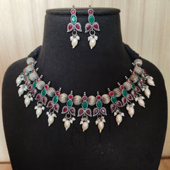 Oxidised Motif Necklace for Navratri Glam | Dynamic Jewelove