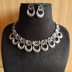 925 Silver Half-Moon Floral Necklace Set | Dynamic Jewelove