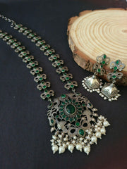 Traditional Silver Replica Pearl Drop Necklace Set | Dynamic Jewelove