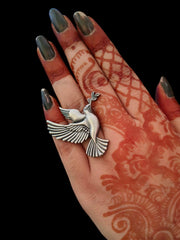 Majestic Silver Look Alike Eagle Adjustable Ring | Dynamic Jewelove