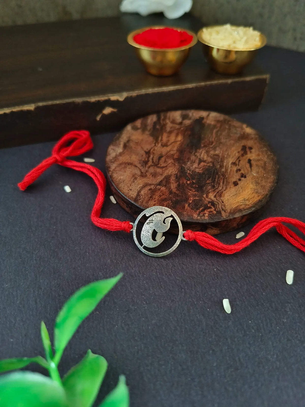 Antique Silver Ganesha Blessing Rakhi | Dynamic Jewelove