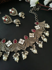 Oxidised Victorian Necklace Set for Women | Dynamic Jewelove
