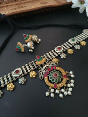 Dual Tone Monalisa Stone Necklace | Dynamic Jewelove