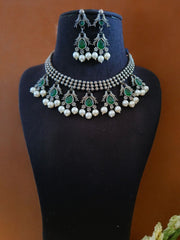 Silver Look Alike Bird Pearl Necklace for Navratri | Dynamic Jewelove