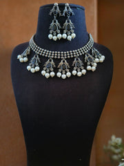 Silver Look Alike Bird Pearl Necklace for Navratri | Dynamic Jewelove